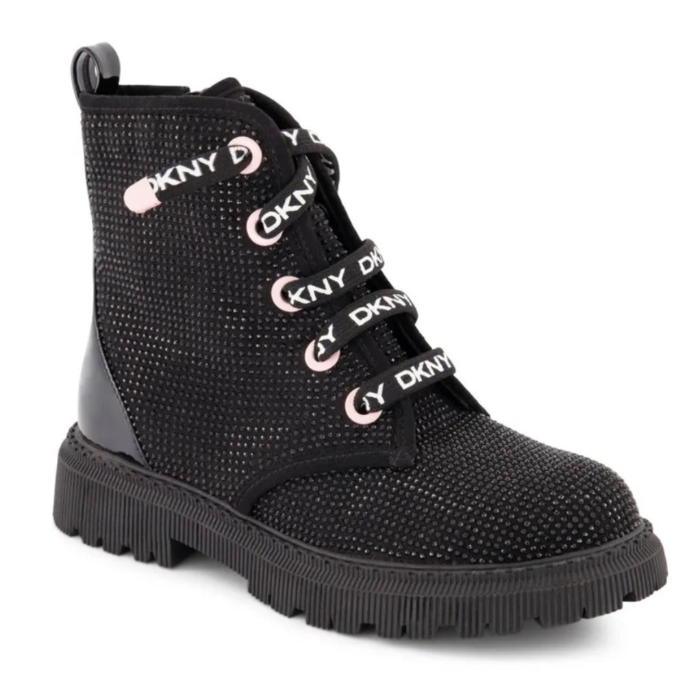 DKNY Girls Ava Speed Moto Sparkle Boots Size 4 NWOT